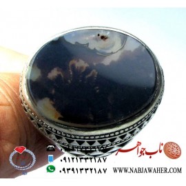 انگشتر درشت عقیق شجری سیاه کد 1124