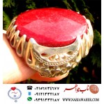 انگشتر یاقوت سرخ معدنی تراش جواهری درشت با رکاب سنگین نقره کشکولی