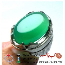انگشتر عقیق سبز با رکاب فتحیان طهران  کد 1146