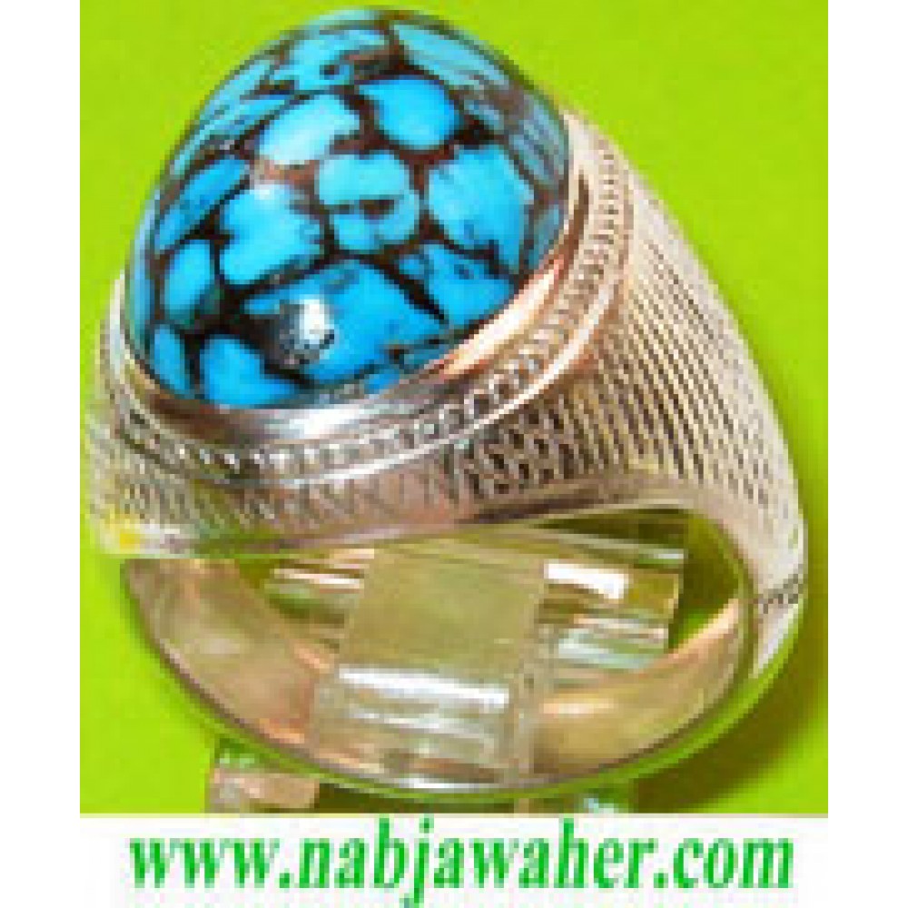 انگشترنفیس مردانه کم نظیر فیروزه نیشابوری با رکاب فدیوم تهران_خسروی استاد اسفندیار خسروی