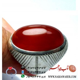 انگشتر فاخر عقیق سرخ درشت یمنی کد 1238