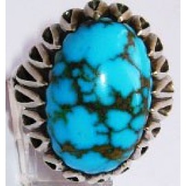 انگشترنفیس مردانه طبع دار فیروزه نیشابوری با رکاب شبکه نقره استاد باقر کریمی تهران کریمی 