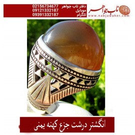 انگشتر عقیق جزع یمنی ابدار و بسیار خوشرنگ و تراش عبدالرزاقی 