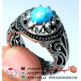 انگشتر فیروزه نیشابوری با رکاب استاد کاوه مشهد