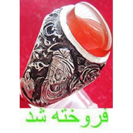 انگشترنفیس کلکسیونی مردانه عقیق_یمنی ،رکاب_فاخر_قلمزنی_استادجنگی قلمزنی_یاضامن_آهو
