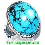 انگشترنفیس مردانه طبع دار فیروزه نیشابوری با رکاب شبکه نقره استاد شاکری خراسان