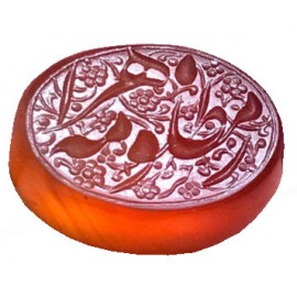 نگین خطی عقیق یمنی حکاکی استاد رضا قربانی خط حرّ ذکر مظلومه الزهرا