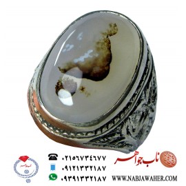 انگشتر عقیق سفید شجر کد 392