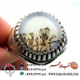 انگشتر فاخر عقیق شجر سفید کد 412