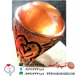 انگشترفاخرلعل طلایی کهنه تراش دامله