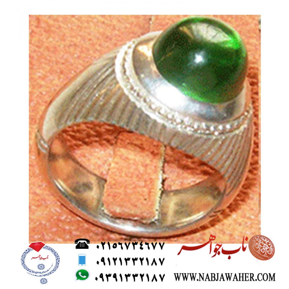 انگشترنقره مردانه جواهری لعل سبز رکاب نقره نفیس احمد عزتی ری احمد