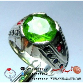 انگشتر 21 نگین زبرجد و زمرد و یاقوت کد 5062