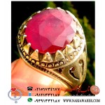 انگشتر یاقوت سرخ معدنی تراش جواهری و رکاب نقره دستساز شاکری