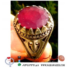 انگشتر یاقوت سرخ معدنی تراش جواهری و رکاب نقره دستساز شاکری