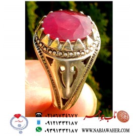 انگشتر یاقوت سرخ معدنی تراش جواهری و رکاب نقره دستساز شاکری