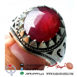 انگشتر یاقوت سرخ معدنی تراش جواهری و رکاب نقره دستساز شاکری