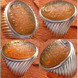 انگشترنفیس خطی نقره مردانه عقیق_یمنی خط_مهر،حکاکی محسن_سعیدی_منش رکاب_شیرازی ، وحکاکی یااباعبدالله_الحسین