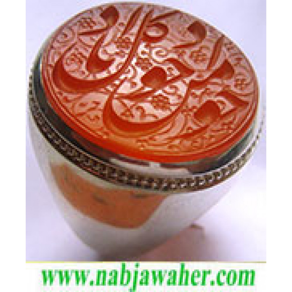 انگشترنقره مردانه خطی عقیق یمنی خط حرّ استادرضاقربانی رکاب نقره نفیس دستسازاستاد محمد افتخاری ذکر یااجودمن کل جواد