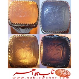 انگشترنفیس خطی مردانه عقیق_یمنی خط_میرزا،حکاکی محمدمجتبی_آتشباز، رکاب_استادسیدحسن_شیرازی،رکاب_سیدحسن وحکاکی-الحمدلله