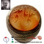 انگشترنقره مردانه خطی عقیق یمنی خط حرّ استادرضاقربانی رکاب نقره نفیس دستسازاستاد محمد افتخاری ذکر یاعلی مدد