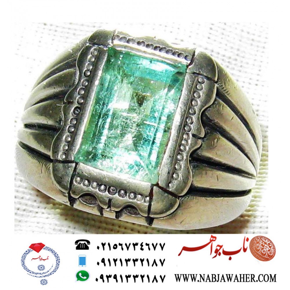 انگشترنفیس مردانه زمرّد درشت کلمبیا رکاب فاخر  شیخ احمدی زنجان