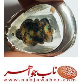 انگشترنفیس مردانه فیروزه تبتی خط اقل میرزا حکاکی مجتبی آتشباز و ذکر یا امام رضا رکاب شیرازی 