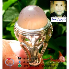 انگشتر عقیق یمنی سوسنی خالدار رکاب  نقره  مرحوم ممی سعادت