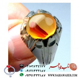 انگشتر عقیق زرد سلیمانی آب دارمصور کمنظیر