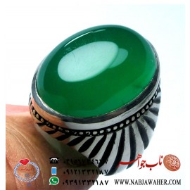 انگشتر عقیق سبز طبیعی