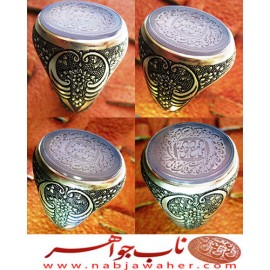 انگشترنفیس مردانه عقیق خطی ،خط_سیدمهدی_یوسفی خط_بدر و رکاب_فاخر_قلمزنی_استادساعی قلمزنی_ساعی_اصفهان