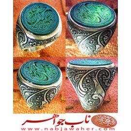 انگشترنفیس مردانه عقیق خطی ،خط_سیدمهدی_یوسفی خط_بدر و رکاب_فاخر_قلمزنی_استادساعی قلمزنی_ساعی_اصفهان