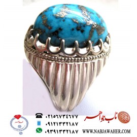انگشتر درشت فیروزه دامله نیشابوری و رکاب استادمحمد باقر کریمی (تهران ،کریمی)