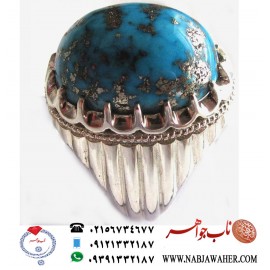 انگشتر درشت فیروزه دامله نیشابوری و رکاب استادمحمد باقر کریمی (تهران ،کریمی)