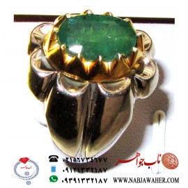 انگشترنفیس مردانه زمرّد پنجشیر افغان رکاب طلا فدیوم ناب جواهر