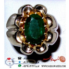 انگشترنفیس مردانه زمرّد پنجشیر افغان رکاب طلا فدیوم ناب جواهر