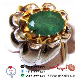 انگشترنفیس مردانه زمرّد پنجشیر افغان رکاب طلا فدیوم ناب جواهر