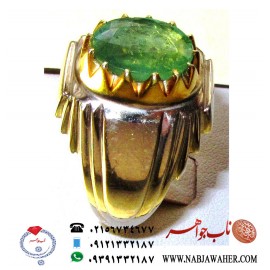 انگشترنفیس مردانه زمرّد پنجشیر افغان رکاب طلا فدیوم ناب جواهر