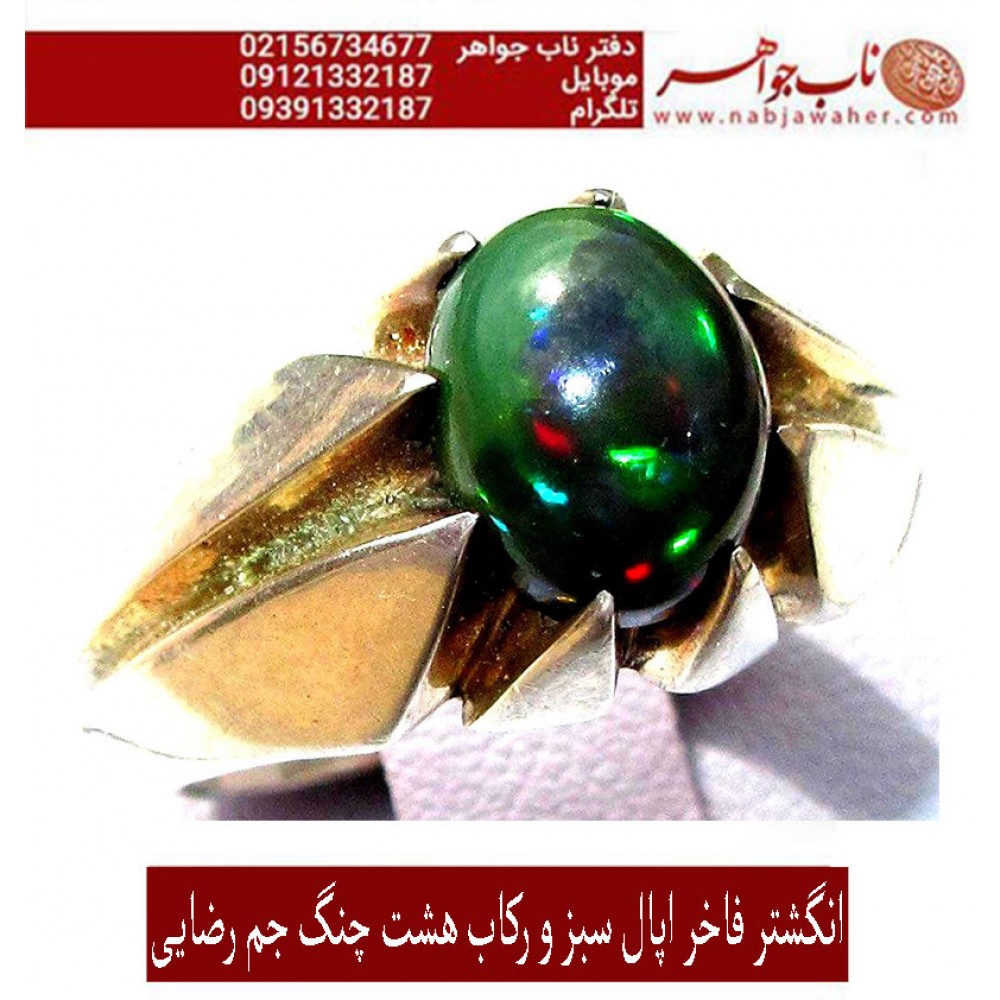 انگشترنفیس_مردانه_اپال_سبز رکاب_حسین_جم_رضایی   رکاب_هشت_ترک_جم_رضایی ،هشت_چنگ