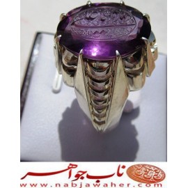 انگشترنقره مردانه خطی آماتیست خط مبین استاد حسین رضیعی رکاب نقره نفیس دستساز استادباقرکریمی تهران_کریمی ذکر مددیاعلی