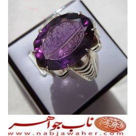 انگشترنقره مردانه خطی آماتیست خط مبین استاد حسین رضیعی رکاب نقره نفیس دستساز استادباقرکریمی تهران_کریمی ذکر مددیاعلی