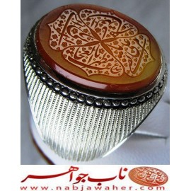 انگشترنفیس مردانه عقیق یمنی خط عبد حکاکی مجیدرحمانی ذکر یاقاهرالعدو یا والی الولی یا مظهرالعجائب یا مرتضی علی رکاب نقره دستساز