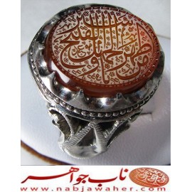 انگشترنفیس مردانه عقیق یمنی خط عبد حکاکی مجیدرحمانی ذکر یامن اظهرالجمیل وسترالقبیح رکاب نقره دستساز