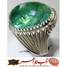 انگشترنفیس مردانه دُرّسبزفاطمی_نجف ،رکاب_ سیدحسین_نقره ،رکاب_نقره_شیرازی