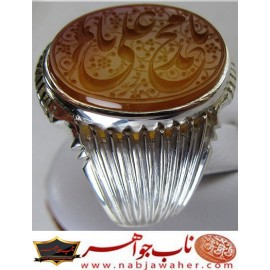 انگشترنفیس مردانه عقیق یمن خط حرّ حکاکی رضاقربانی ذکر یامحمد یاعلی رکاب سیدحسن شیرازی