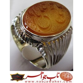 انگشترنفیس مردانه عقیق یمن خط حرّ حکاکی رضاقربانی ذکر یامحمد یاعلی رکاب سیدحسن شیرازی