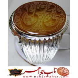 انگشترنفیس مردانه عقیق یمن خط حرّ حکاکی رضاقربانی ذکر یامحمد یاعلی رکاب سیدحسن شیرازی