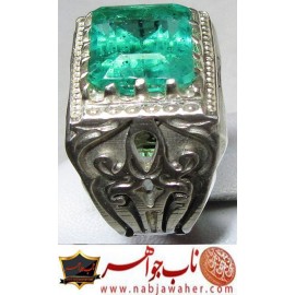 انگشترنقره مردانه جواهری زمرد زامبیا رکاب نقره نفیس دستساز