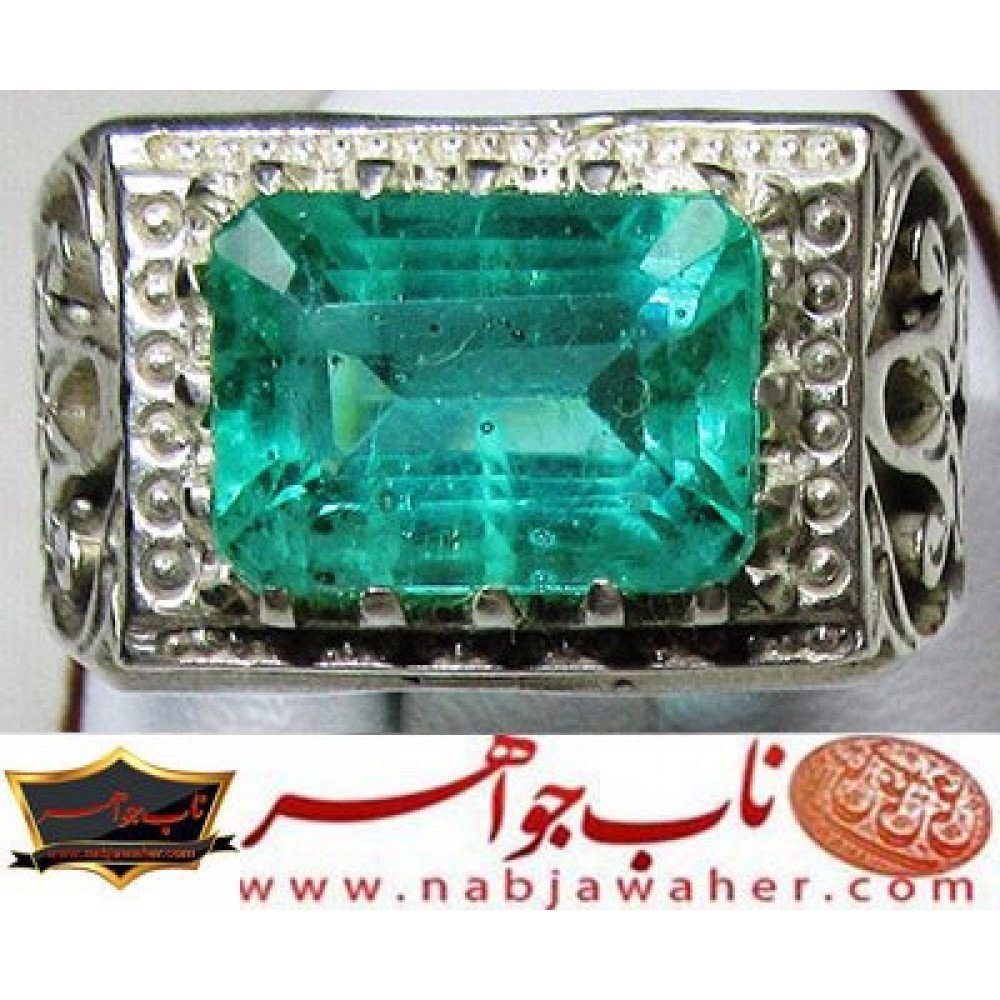 انگشترنقره مردانه جواهری زمرد زامبیا رکاب نقره نفیس دستساز
