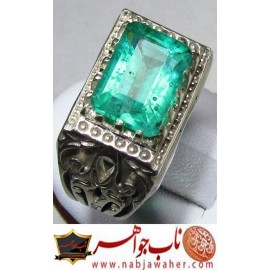 انگشترنقره مردانه جواهری زمرد زامبیا رکاب نقره نفیس دستساز