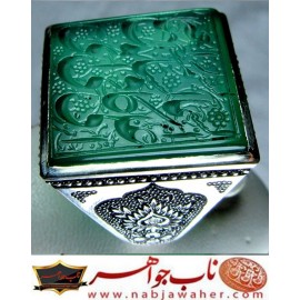 انگشترنفیس مردانه یشم خط حرّ حکاکی حاج رضا قربانی ذکر علی فی السماء السابعه کالشمس فی النهار رکاب_امیرلطفی